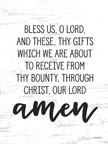 lettered & lined LET1153 - LET1153 - Bless Us - 12x16 bless us o lord, dinner prayer, faith-based quote, prayer before meals, Christian tradition, minimal farmhouse decor from Penny Lane