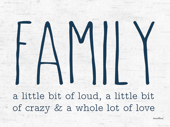 lettered & lined LET1193 - LET1193 - Family     - 16x12 family quote, love and chaos, modern family decor, handwritten style, home values, blue typography, warm saying from Penny Lane