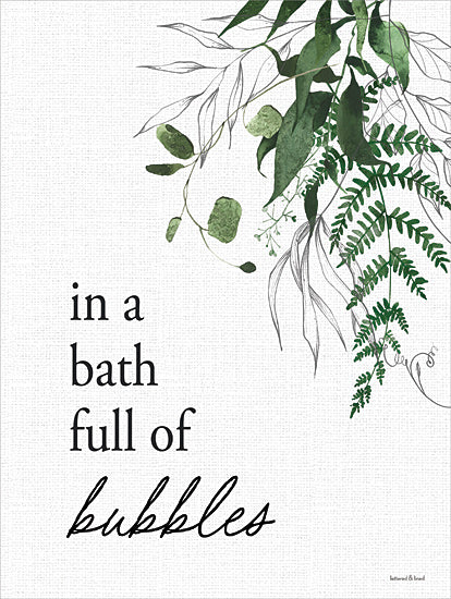 lettered & lined LET1221 - LET1221 - In a Bath Full of Bubbles - 12x16 in a bath full of bubbles, botanical print, calming message, elegant lettering, bathroom decor, relaxing atmosphere from Penny Lane
