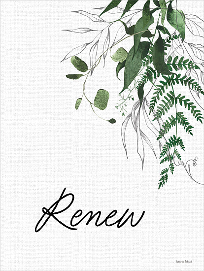 lettered & lined LET1232 - LET1232 - Renew - 12x16 Renew, spiritual refreshment, leafy greenery, uplifting quote, motivational, plant-themed artwork, nature renewal, watercolor botanical, minimalist aesthetic from Penny Lane