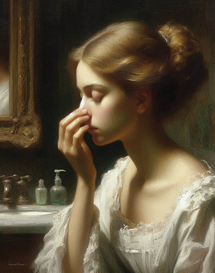 lettered & lined LET1255 - LET1255 - Nose Knows - 12x16  vintage, woman, mirror, facial care, classic, dramatic lighting, historical, feminine from Penny Lane