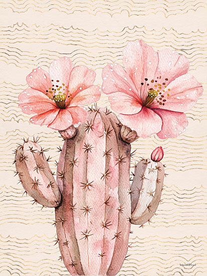 lettered & lined LET1295 - LET1295 - Cactus Charm II - 12x16 flowering cactus, watercolor illustration, pink blooms, desert cactus, whimsical art, stylized desert, soft pink flowers from Penny Lane