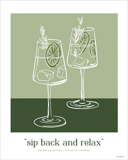 lettered & lined LET1427 - LET1427 - Sip Back and Relax - 12x16 cocktail illustration, lime drink, sip back and relax, beverage art from Penny Lane
