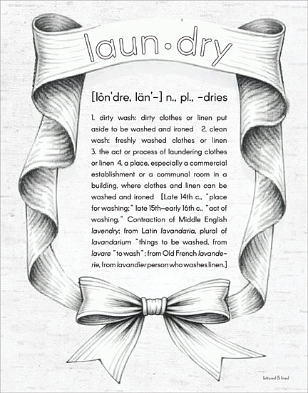 lettered & lined LET1447 - LET1447 - Laundry Definition - Bow Series - 12x16 laundry definition art, dictionary style print, farmhouse laundry room decor, ribbon border artwork, typography design, vintage inspired laundry print, home wall art from Penny Lane