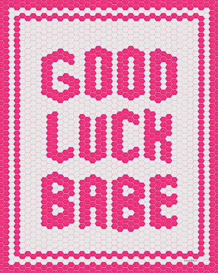 lettered & lined LET1508 - LET1508 - Good Luck Babe     - 12x16 motivational mosaic, pink hex tiles, encouraging message, good luck quote, vibrant typography, pop art style, tiled design from Penny Lane