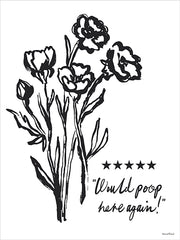 Would Poop Here Again Floral - 12x16