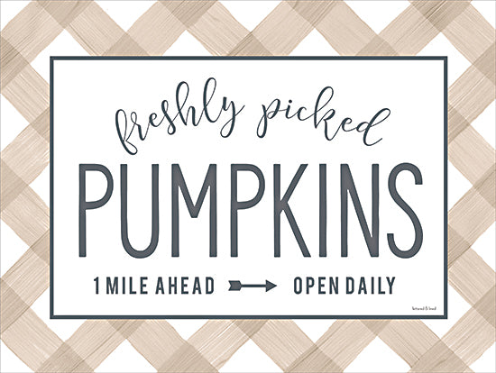 lettered & lined LET719 - LET719 - Freshly Picked Pumpkins  - 16x12 pumpkin picking sign, hand lettered autumn decor, rustic farm sign, fall season promotion, farmhouse wall art from Penny Lane