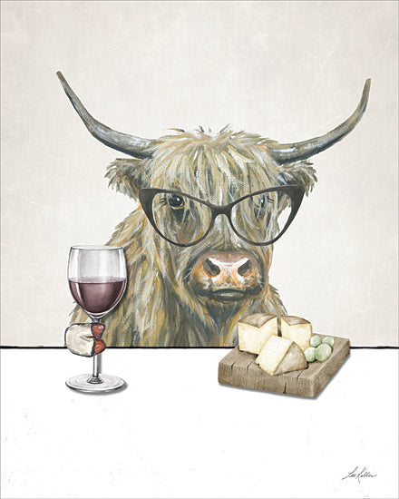Lee Keller LK292 - LK292 - Highland Wine and Cheese - 12x16 Highland cow with glasses, wall art, home decor, typography, gift, decorative artwork from Penny Lane
