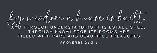 Lux + Me Designs LUX1103 - LUX1103 - By Wisdom a House is Built   - 36x12 Religious, Bible Verse, Proverbs, Inspirational, Typography, Gray, White, Home Decor, Decorative from Penny Lane