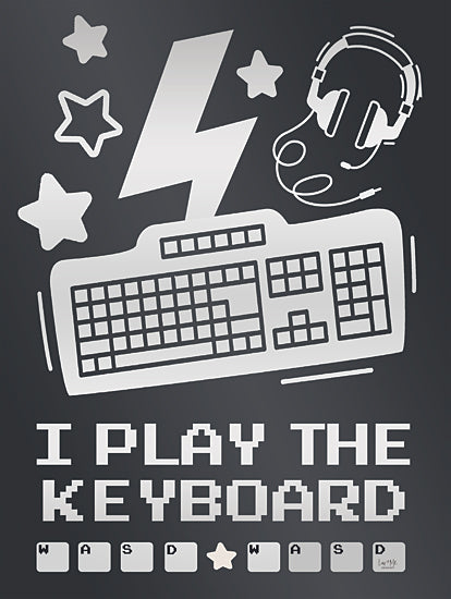 Lux + Me Designs LUX1112 - LUX1112 - I Play the Keyboard - 12x16 Gaming keyboard, headphones, lightning bolt, gaming typography, WASD, monochrome, digital art, modern from Penny Lane