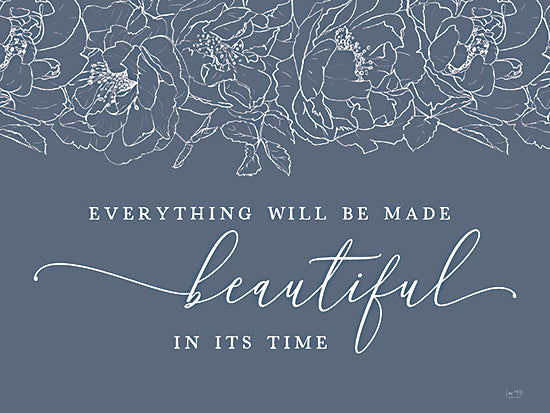 Lux + Me Designs LUX1151 - LUX1151 - Everything Will be Made Beautiful - 16x12 inspirational, floral, elegant, nature, blue background, script font from Penny Lane