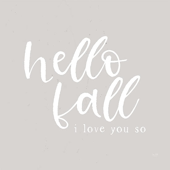 Lux + Me Designs LUX302 - LUX302 - Hello Fall   - 12x12 hello fall quote, seasonal typography, minimalist fall decor, handwritten script, pastel background, cozy season, welcome autumn, modern farmhouse fall print from Penny Lane