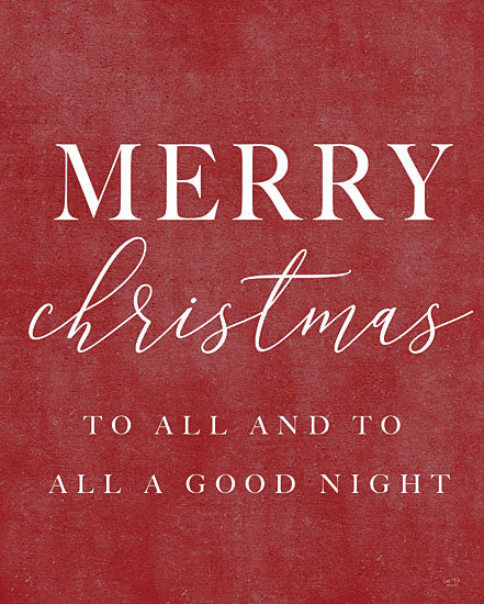 Lux + Me Designs LUX504 - LUX504 - Merry Christmas to All   - 12x16 Merry Christmas, red background, festive greeting, bold text, holiday cheer, good night quote, white serif and script font combo from Penny Lane