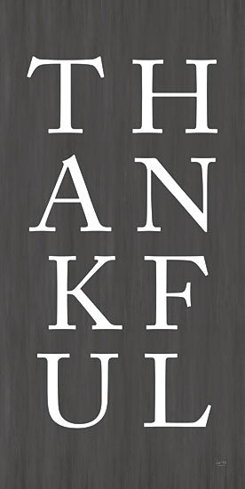 Lux + Me Designs LUX663 - LUX663 - Thankful   - 12x24 thankful vertical sign, minimalist typography, dark chalkboard background, gratitude message, fall thanksgiving decor from Penny Lane