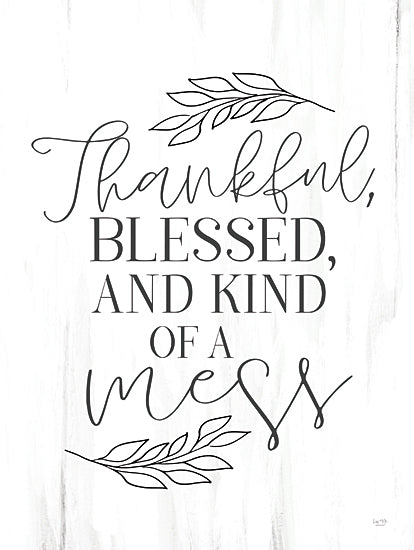 Lux + Me Designs LUX756 - LUX756 - Thankful Mess  - 12x16 Thankful blessed mess quote, fall message, decorative text with leaves, script and serif mix from Penny Lane
