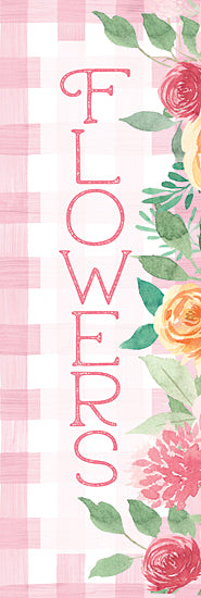 Lux + Me Designs LUX767 - LUX767 - Flowers    - 6x18 flowers vertical sign, pink florals, garden decor, rustic floral arrangement, watercolor art, country charm, seasonal artwork, flower banner from Penny Lane