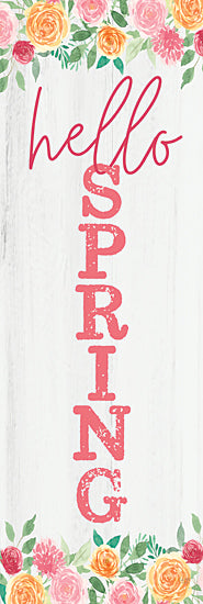 Lux + Me Designs LUX770 - LUX770 - Hello Spring    - 6x18 hello spring vertical sign, pink flowers border, rustic sign, spring season, greeting decor, floral frame artwork from Penny Lane