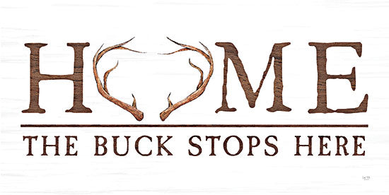 Lux + Me Designs LUX800 - LUX800 - Home - The Buck Stops Here     - 18x9 home, buck stops here, antlers, rustic typography, wooden letters, deer theme, wordplay from Penny Lane