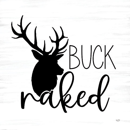 Lux + Me Designs LUX808 - LUX808 - Buck Naked   - 12x12 buck naked, deer silhouette, antlers, humor, minimalist design, white background from Penny Lane