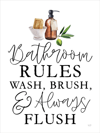 Lux + Me Designs LUX837 - LUX837 - Bathroom Rules - 12x16 bathroom rules, hygiene reminder, decorative bathroom sign, brush wash flush, modern script, humorous from Penny Lane