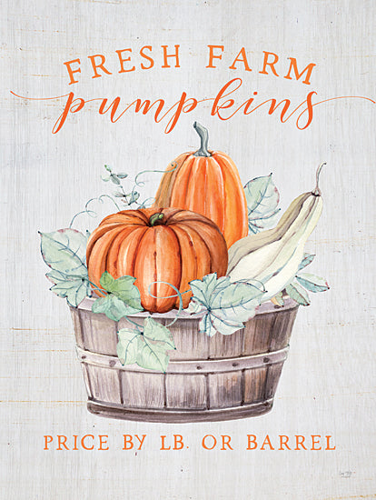 Lux + Me Designs LUX865 - LUX865 - Fresh Farm Pumpkins - 12x16 fresh farm pumpkins, watercolor, harvest, gourds, farm basket, rustic wood background, autumn produce from Penny Lane