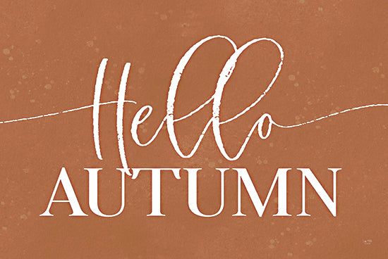 Lux + Me Designs LUX871 - LUX871 - Hello Autumn - 18x12 hello autumn, rustic orange background, bold typography, minimal design, seasonal greeting from Penny Lane