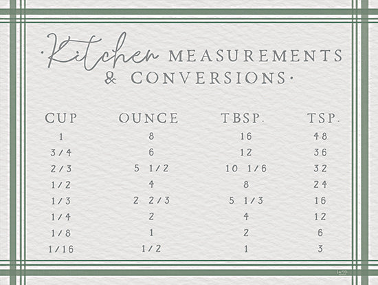 Lux + Me Designs LUX972 - LUX972 - Kitchen Measurements     - 16x12 Kitchen, Measurement Chart, Cooking, Conversion Table, Green, White, Decorative, Food, Kitchen Art from Penny Lane