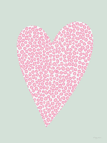 Molly Mattin MAT225 - MAT225 - Pink Spotted Heart - 12x16 pink heart, leopard pattern, mint green background, pop art style, modern valentine, stylized heart from Penny Lane