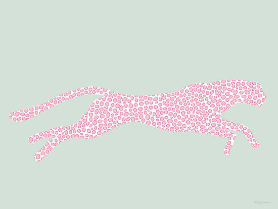 Molly Mattin MAT226 - MAT226 - Pink Spotted Cheetah - 16x12 leaping cheetah silhouette, pink leopard print, mint green background, animal silhouette art, modern pop art, stylized big cat, energetic pose, feline grace, animal pattern design from Penny Lane