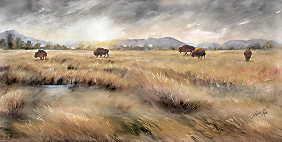 Marla Rae MAZ5990 - MAZ5990 - Grazing Buffalo - 18x9 buffalo, bison, plains, wildlife, nature, landscape, western, country, rustic from Penny Lane