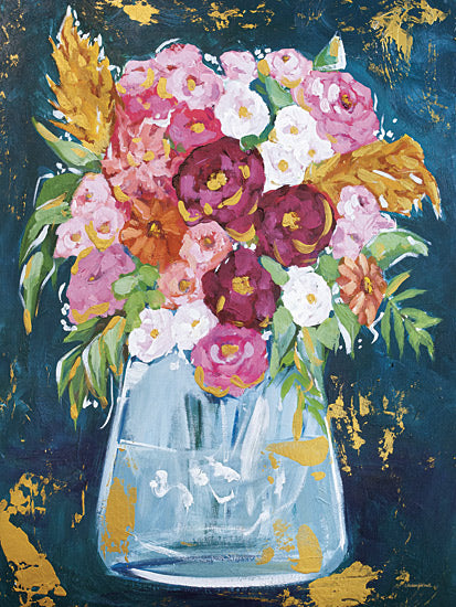 Mackenzie Kissell MKA193 - MKA193 - Summer Arrangement - 12x16 Floral bouquet, vase, vibrant colors, pink and purple flowers, acrylic painting, bold brush strokes, contemporary floral from Penny Lane