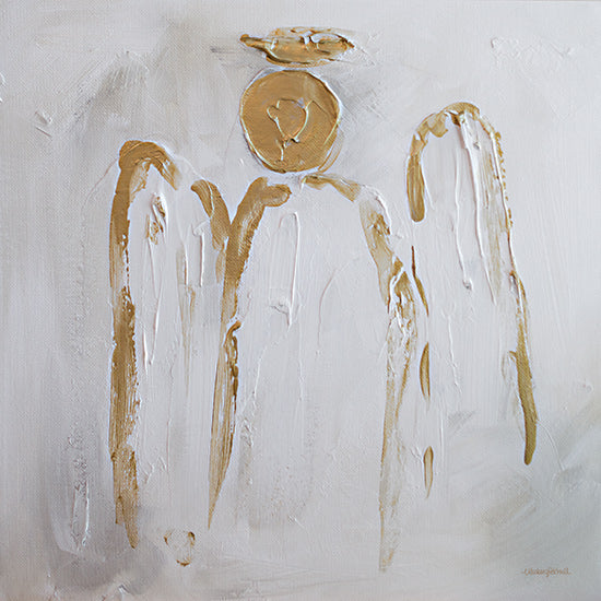 Mackenzie Kissell MKA232 - MKA232 - Simply Joy    - 12x12 angel, abstract, religious, spiritual, Christian, gold accents, white, textured, divine, faith from Penny Lane