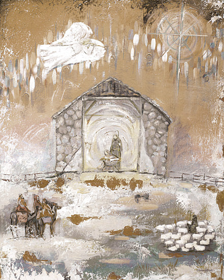 Mackenzie Kissell MKA245 - MKA245 - O Holy Night - 12x16 nativity scene baby jesus manger mary joseph shepherds angel christmas religious painting textured canvas from Penny Lane