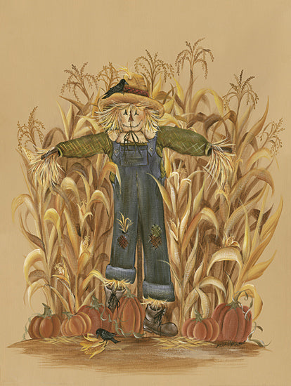 Michele Musser MM411 - MM411 - Scarecrow - 12x16 scarecrow in pumpkin patch, fall corn stalks, autumn harvest, country fall festival, rustic orange tones, seasonal figure from Penny Lane