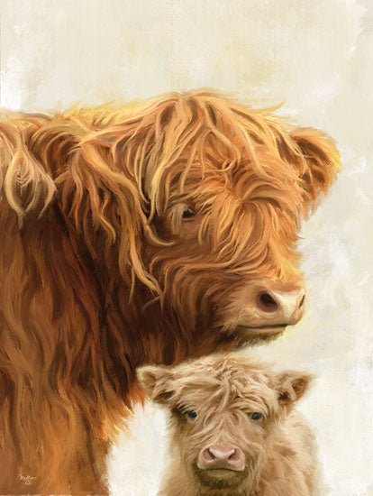 Mollie B. MOL2234 - MOL2234 - Highland Pair   - 12x16 highland cow calf mother baby farm cattle portrait rustic country painterly from Penny Lane