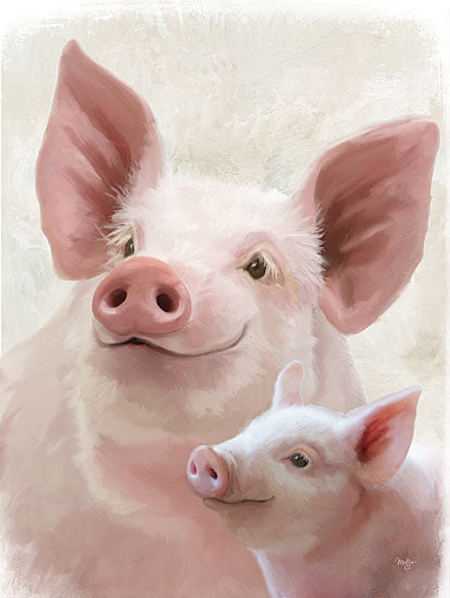 Mollie B. MOL2236 - MOL2236 - Piglet and Mom    - 12x16 pig, piglet, farm animals, mother and baby, pink, domestic animals, portrait, barnyard, affection, companionship, rural life, smiling animals from Penny Lane