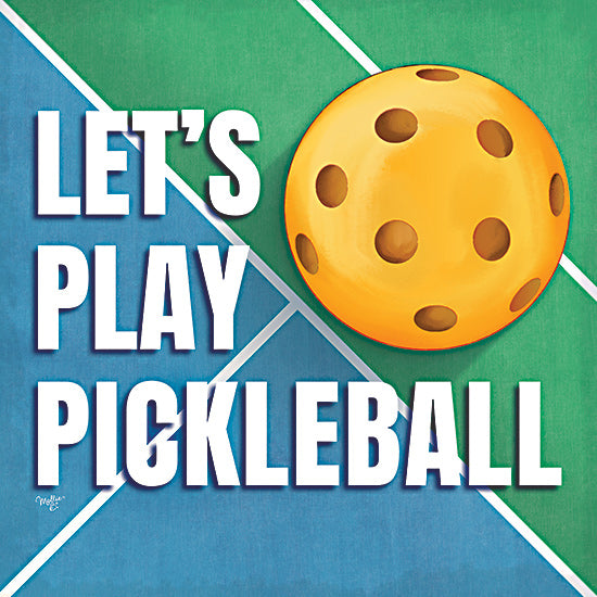 Mollie B. MOL2797 - MOL2797 - Let's Play Pickleball - 12x12 pickleball court, game typography, sports ball, bright green and blue, athletic competition, recreational activity, modern sports design from Penny Lane