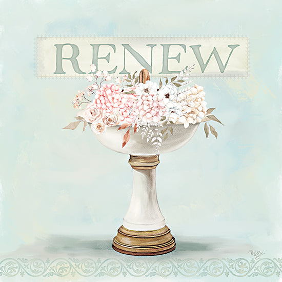 Mollie B. MOL2841 - MOL2841 - Renew Floral Sink - 12x12 renew sign, floral basin, pastel wall art, refreshing flowers, bathroom theme, inspirational message, delicate decor from Penny Lane