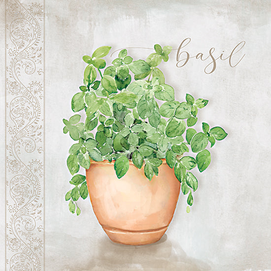 Mollie B. MOL2885 - MOL2885 - Basil - 12x12 basil plant, watercolor herb, terracotta pot, botanical art, kitchen wall decor, fresh herb, indoor greenery, gourmet plant from Penny Lane