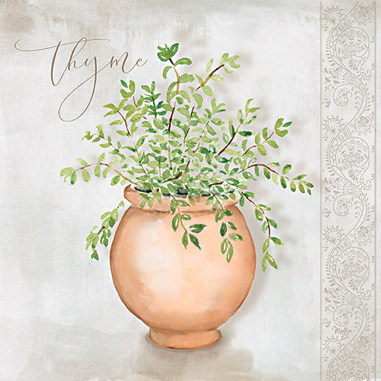 Mollie B. MOL2886 - MOL2886 - Thyme - 12x12 thyme plant, watercolor botanical, herb in clay pot, rustic greenery, kitchen garden decor, culinary plant, vintage herb design from Penny Lane