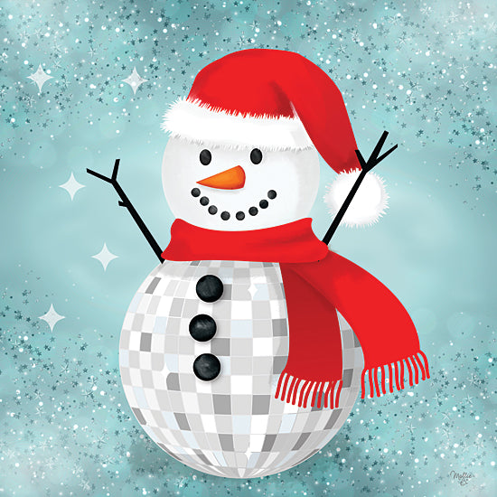 Mollie B. MOL2900 - MOL2900 - Disco Ball Snowman - 12x12 Snowman, Disco Ball, Winter, Christmas, Festive, Holiday, Santa Hat, Scarf, Snow, Bright from Penny Lane