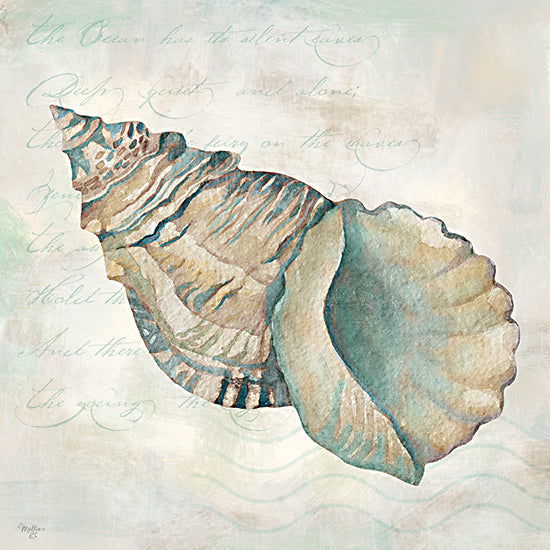 Mollie B. MOL2911 - MOL2911 - Seashells II - 12x12 Large sea conch shell, coastal watercolor decor, ocean illustration, marine-themed background, sea green tones from Penny Lane