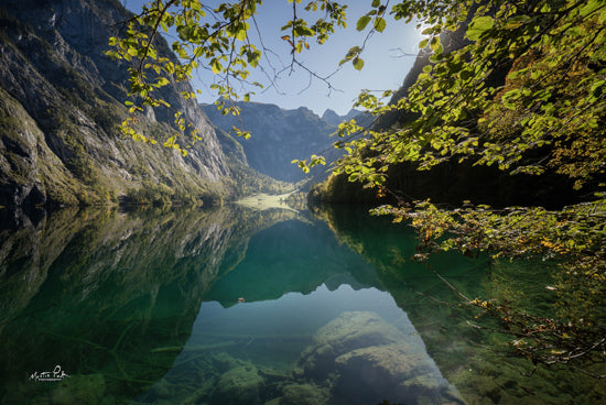 Martin Podt MPP1142 - MPP1142 - Crystal Clear Mountain Lake - 18x12 mountain lake, crystal clear water, reflection, alpine scenery, green foliage, breathtaking landscape, wilderness, untouched nature, tranquil water, peaceful setting from Penny Lane