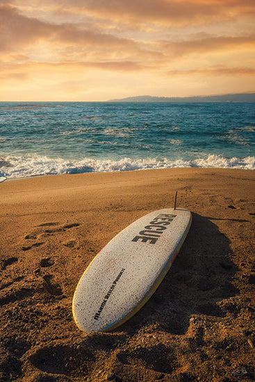 Martin Podt MPP1165 - MPP1165 - California Baywatch - 12x18 rescue surfboard, sandy beach, ocean waves, golden sunset, coastal scene, summer vacation, shoreline, relaxing atmosphere, beach adventure, sea breeze from Penny Lane
