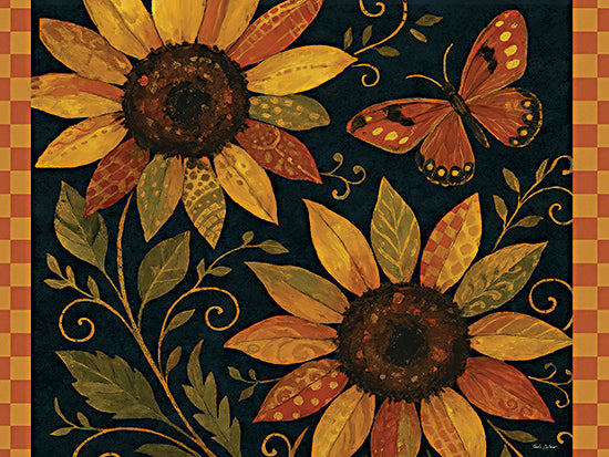 Nicole DeCamp ND1041 - ND1041 - Summer's End I - 16x12 sunflowers, butterfly, warm autumn tones, floral still life, rustic farmhouse style from Penny Lane