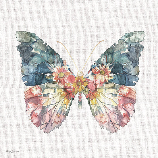 Nicole DeCamp ND647 - ND647 - Floral Flight - 12x12 floral butterfly, composite wings, botanical collage, watercolor texture, daisy pattern, colorful petals, delicate artwork, imaginative, fantasy butterfly from Penny Lane