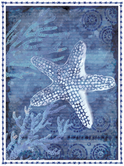 Nicole DeCamp ND696 - ND696 - Coastal Starfish - 12x16 starfish art, sea star with coral, underwater textures, coastal decorative style, ocean life motif from Penny Lane