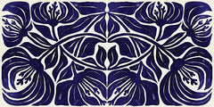 ND697 - Navy & White Abstract Floral I - 18x9