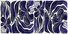 ND698 - Navy & White Abstract Floral II - 18x9