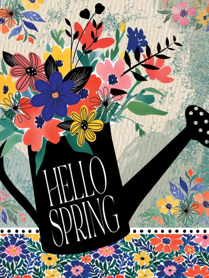 Nicole DeCamp ND703 - ND703 - Spring Garden Watering Can - 12x16 spring, flowers, floral, watering can, typography, garden, nature, colorful, decorative, modern farmhouse from Penny Lane